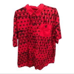 Rocawear Red with stars Button down, short sleeve 3x shirt